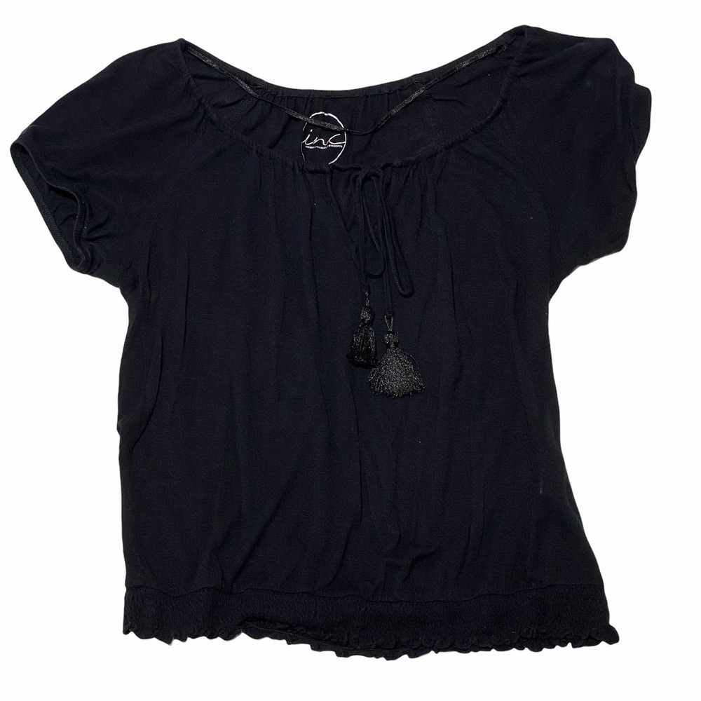 Inc International Concepts Solid Black Short Slee… - image 5